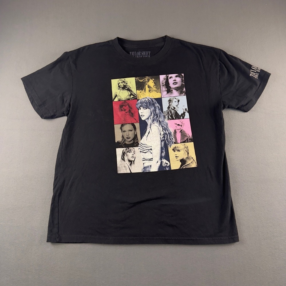Taylor Swift The Eras Tour Black Graphic T-Shirt North American Dates Large